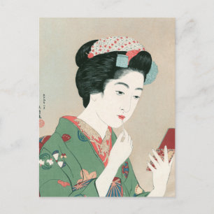 Carte Postale Ukiyoe [Goyo] Femme à la brosse rouge