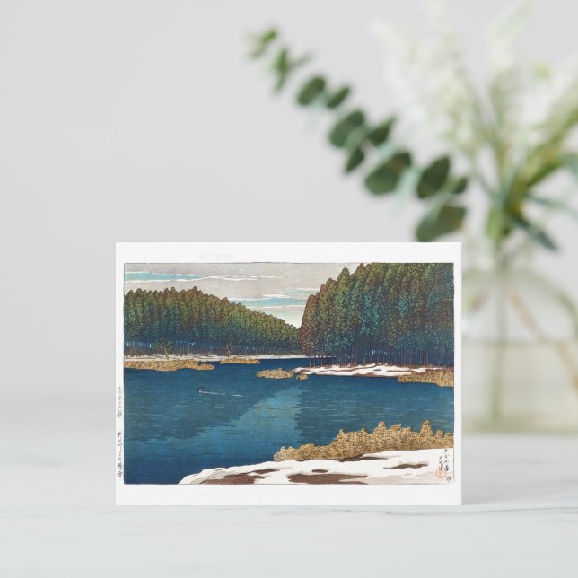 Carte Postale ukiyoe - hasui - C12 - Neige Lingering à Inoka... (Debout devant)