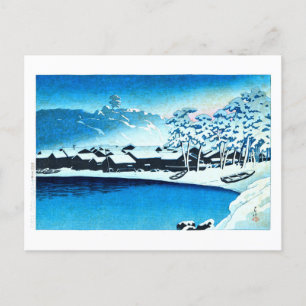 Carte Postale ukiyoe [hasui] C28 Neige de l'aube au port d'Ogi