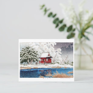 Carte Postale ukiyoe - hasui - m06 - Neige à l'entrée du sanctua