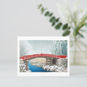 Carte Postale ukiyoe - hasui - m12 - Neige au pont Shinkyo, ...
