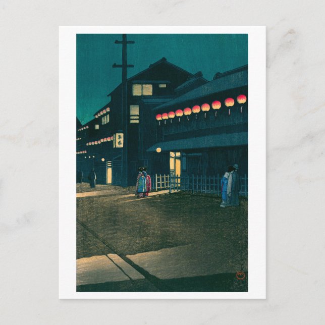 Carte Postale ukiyoe Hasui N°61 Le soir tombe sur Sōemonchō (Devant)