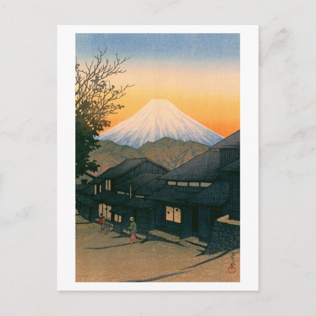 Carte Postale Ukiyoe hasui No53 Mt Fuji vu de Yui-cho (Devant)