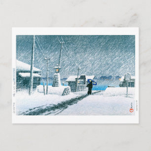 Carte Postale ukiyoe - hasui - No.3 Neige à Tsukishima -