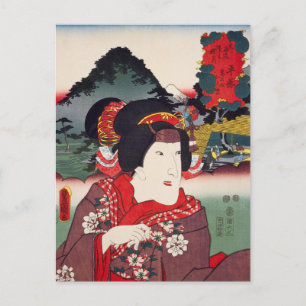 Carte Postale ukiyoe [Toyokuni] 10-07 Manchō musume oKoma à ...