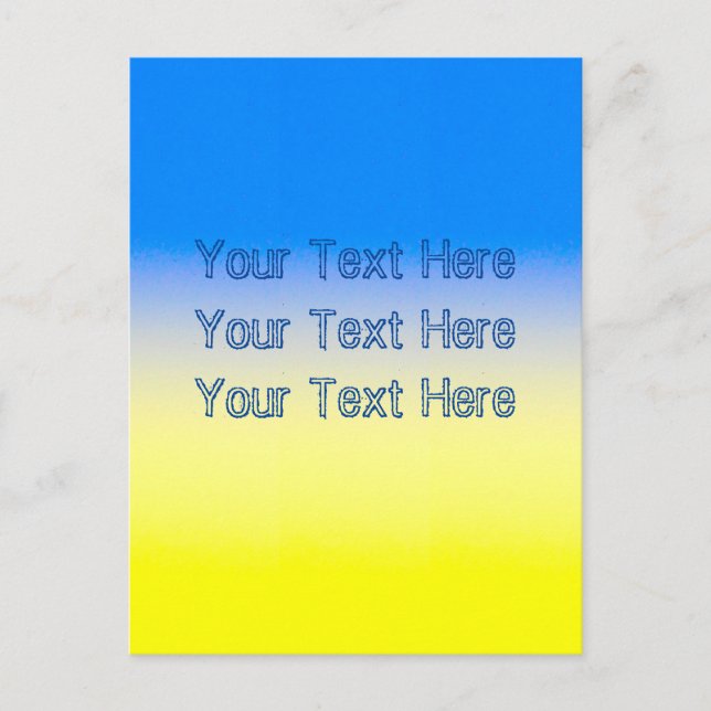 Carte Postale Ukraine bleue et jaune Texte personnalisé inspiré (Devant)
