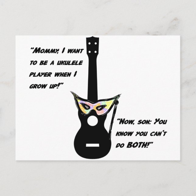 Carte Postale Ukulele a grandi dans un Humour (Devant)