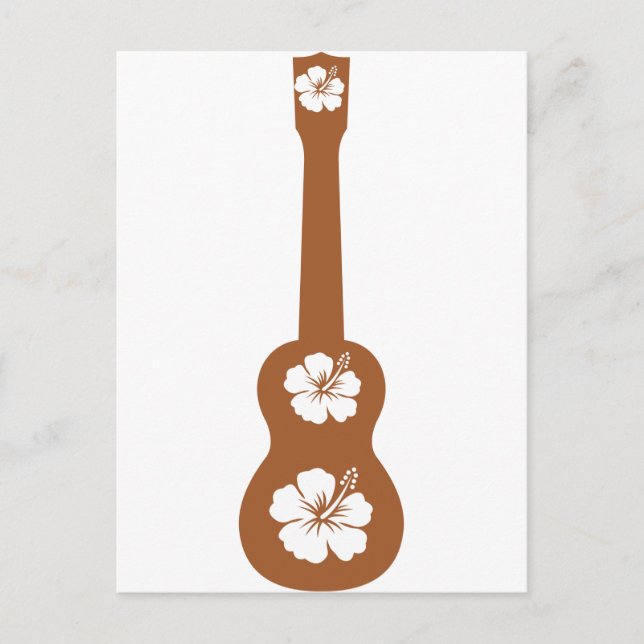 Carte Postale Ukulele et hibiscus blanc (Devant)