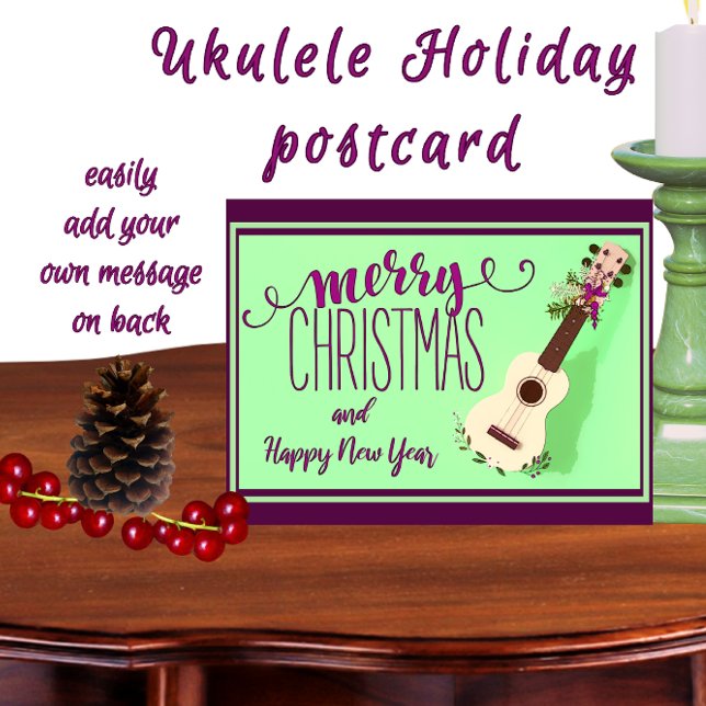 Carte Postale Ukulele Joyeux Noël et Bonne Année (Créateur téléchargé)