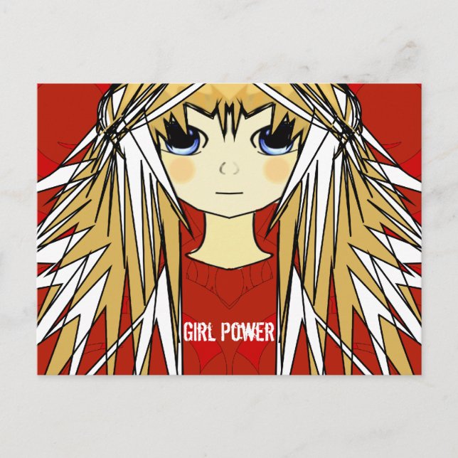 Carte Postale Ultra mignonne Anime Blonde Long cheveux puissance (Devant)