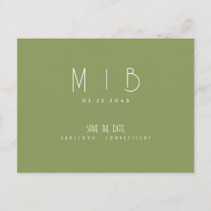 Carte Postale Ultra Moderne Monogram Moss Green Enregistrer la d