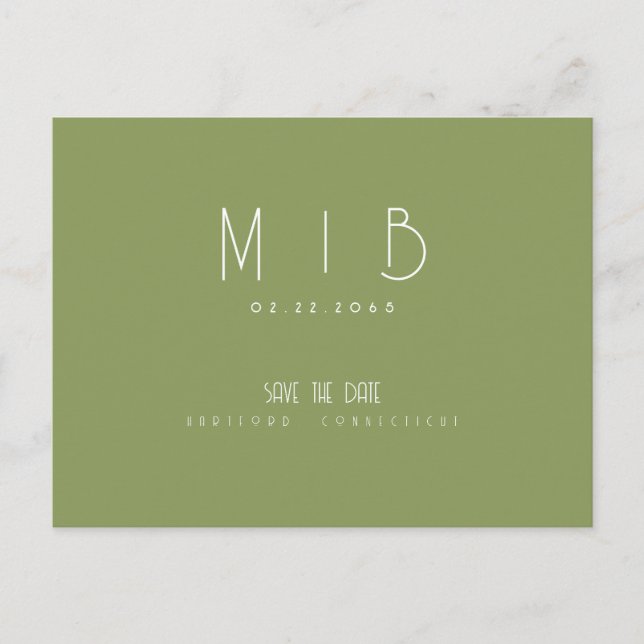 Carte Postale Ultra Moderne Monogram Moss Green Enregistrer la d (Devant)