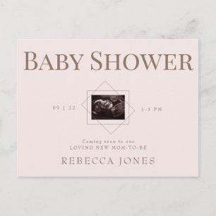 Carte Postale Ultrasons Blush Prochainement Texte Or Baby shower