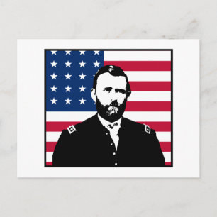 Carte Postale Ulysses S. Grant et le drapeau américain