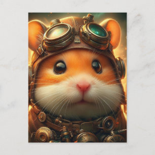 Carte Postale un adorable hamster steampunk