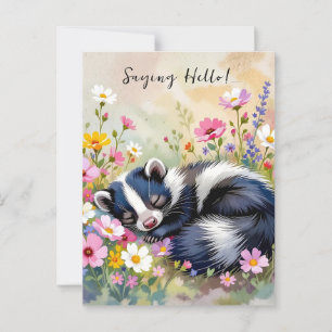 Carte Postale Un Adorable Skunk   Je dis bonjour