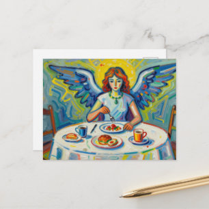 Carte Postale Un ange coloré au petit-déjeuner