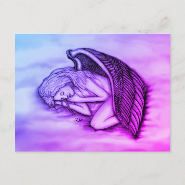 Carte Postale Un Ange endormi sur les nuages des cieux (Devant)