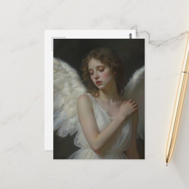 Carte Postale Un ange mélancolique (Devant/Arrière en situation)