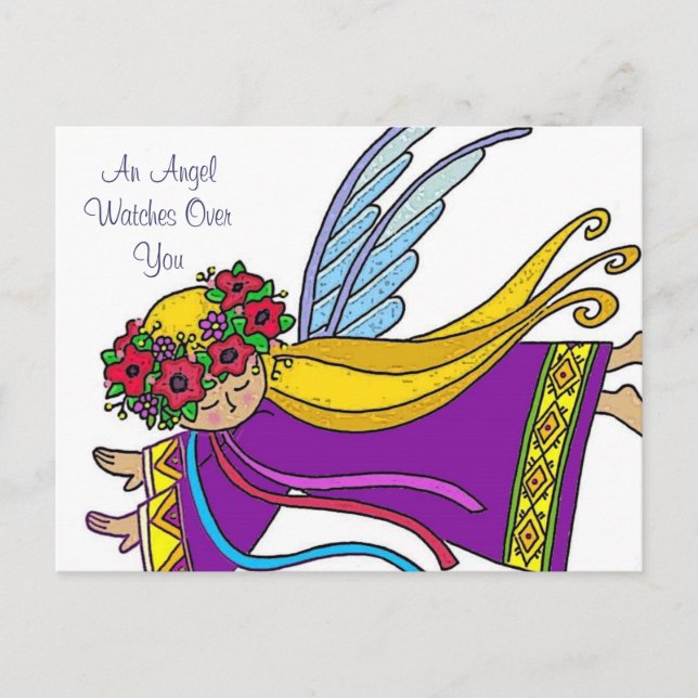 Carte Postale Un Ange Vous Surveille (Devant)