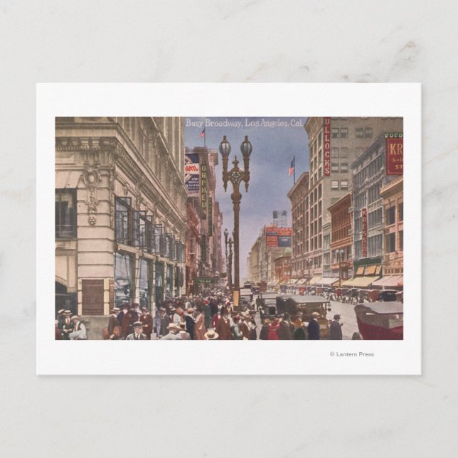 Carte Postale Un aperçu de Busy Broadway (Devant)