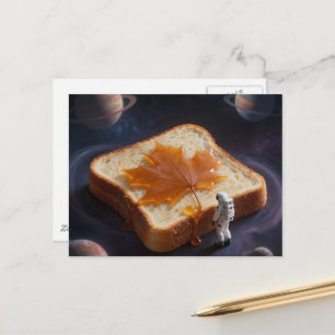 Carte Postale Un astronaute avec un pain au sirop d'érable au pe