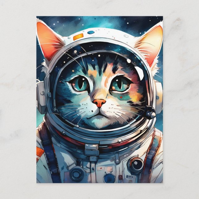 Carte Postale Un astronaute de chat imaginaire (Devant)