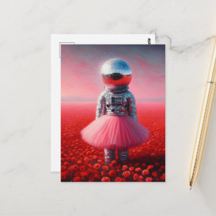 Carte Postale Un astronaute en tutu boule à facettes tête coquel