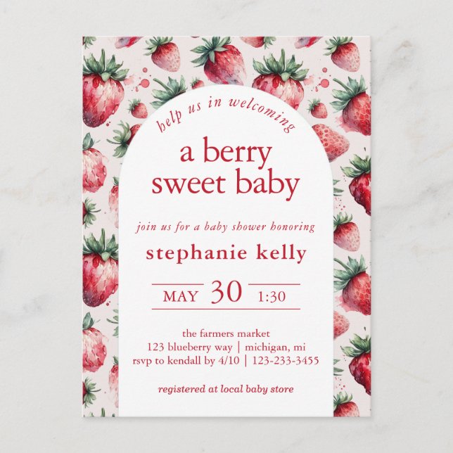 Carte Postale Un Baby shower Berry Sweet (Devant)
