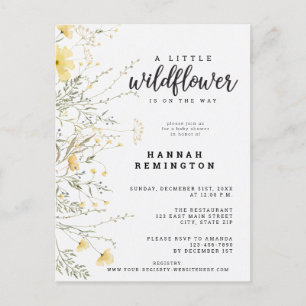 Carte Postale Un Baby shower D'Aquarelle Jaune Un Peu Fleur sauv