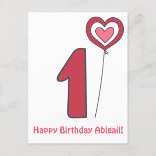 Carte Postale Un ! Ballon Anniversaire Mignon - 1er Anniversaire