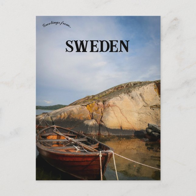 Carte Postale Un bateau à Knödestrand en Suède (Devant)