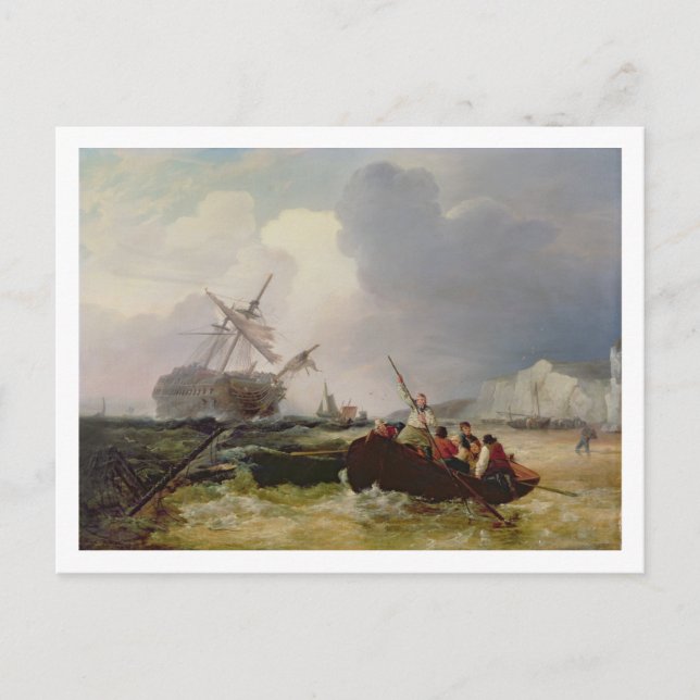 Carte Postale Un bateau d'aviron se rend à l'aide d'une guerre h (Devant)
