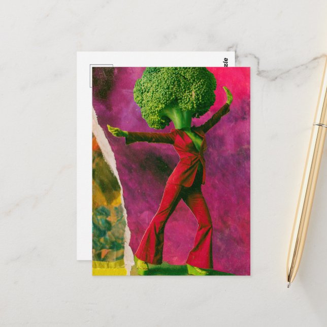 Carte Postale Un beau brocoli de danse rétro  (Devant/Arrière en situation)