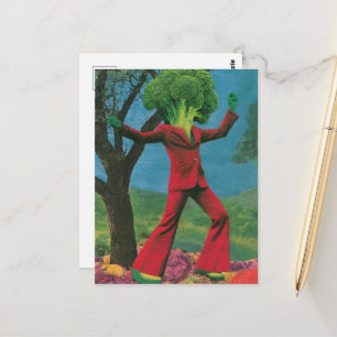 Carte Postale Un beau brocoli de danse rétro coloré
