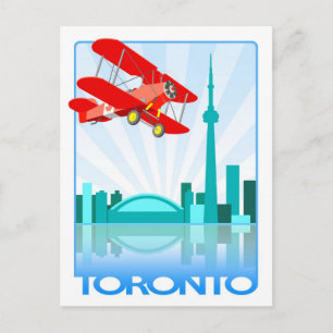 Carte Postale Un Biplane canadien au-dessus de Toronto Retro Des