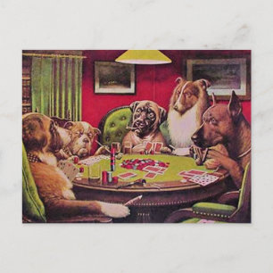 Carte Postale Un Bluff Audacieux, Chiens Jouant au Poker,