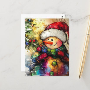 Carte Postale Un bonhomme de neige de Noël