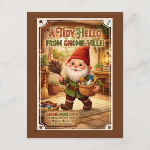 Carte Postale "Un Bonjour Rangé" Gnome Salutation