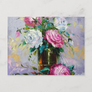 Carte Postale Un bouquet de roses du matin