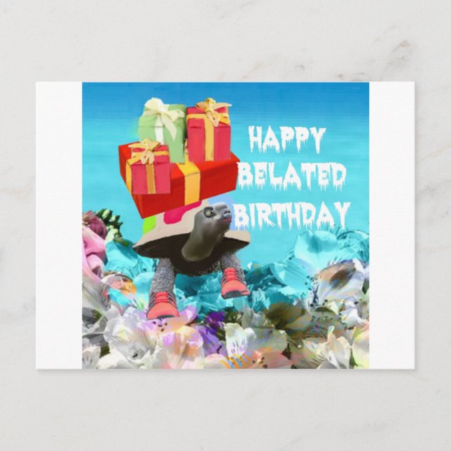 Carte Postale Un cadeau de caravane de tortue pour anniversaire  (Devant)