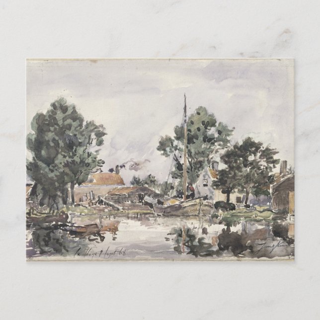 Carte Postale Un canal à La Haye, 1868 (Devant)
