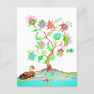 Carte Postale Un canard et un arbre de vie