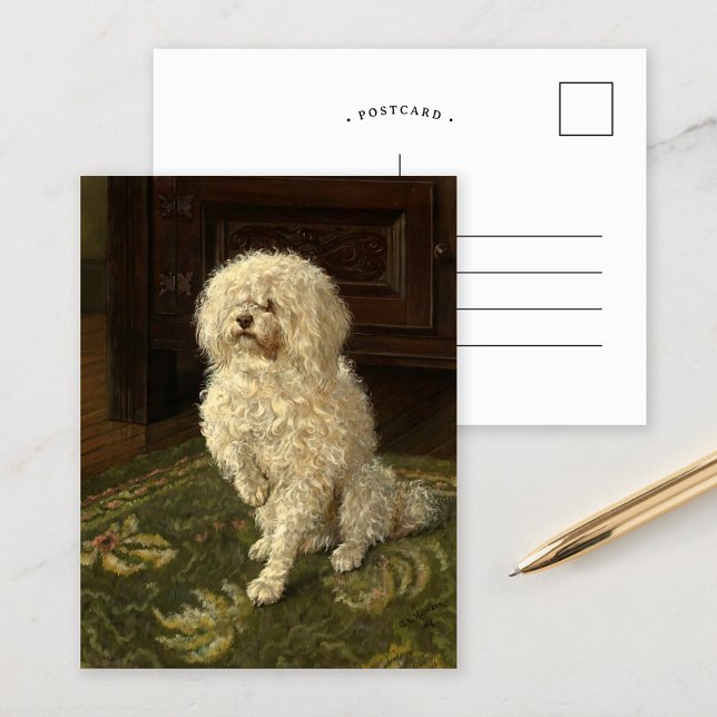 Carte Postale Un caniche sur une moquette verte | George L. Harr (Créateur téléchargé)