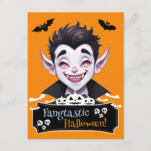 Carte Postale Un canon drôle pour Halloween fangtastique Vampire (Devant)