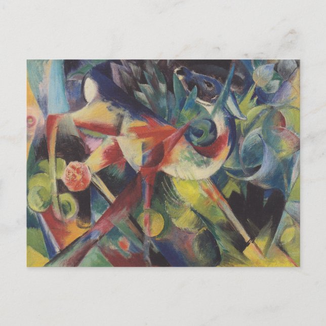 Carte Postale Un cerf dans un jardin fleuri par Franz Marc, Art  (Devant)
