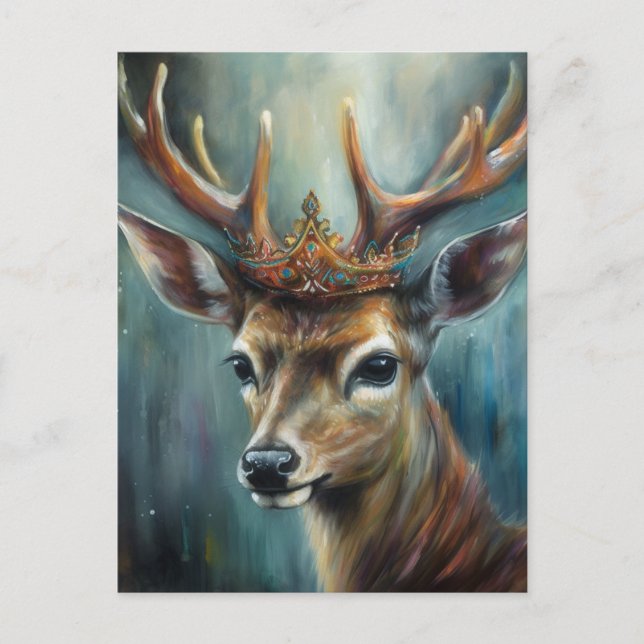 Carte Postale Un cerf mignon avec une couronne (Devant)