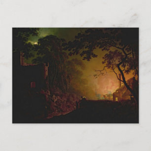 Carte Postale Un chalet en feu la nuit Joseph Wright de Derby