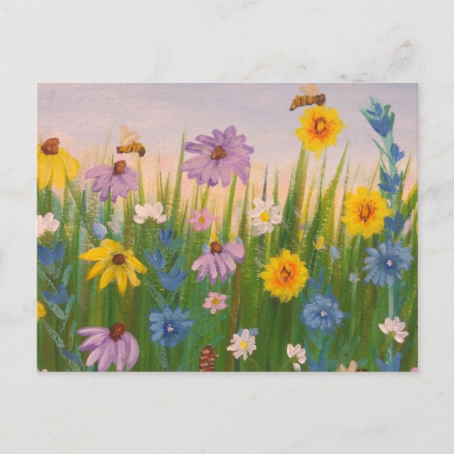 Carte Postale Un champ de fleurs sauvages (Devant)