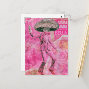 Carte Postale Un champignon bella rose ridicule dansant rétro